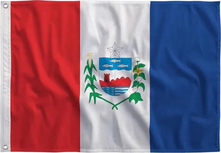 Bandeira de Alagoas esticada, vista de frente
