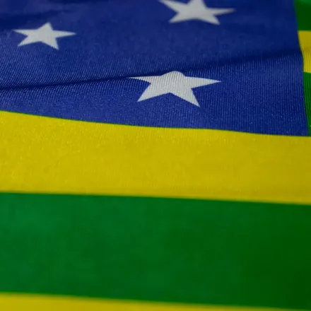 Detalhe do tecido da bandeira de Goiás