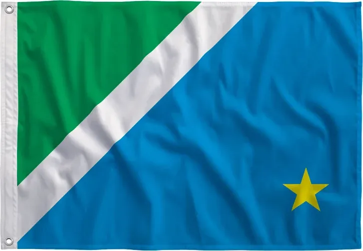 Bandeira de Mato Grosso do Sul esticada, vista de frente