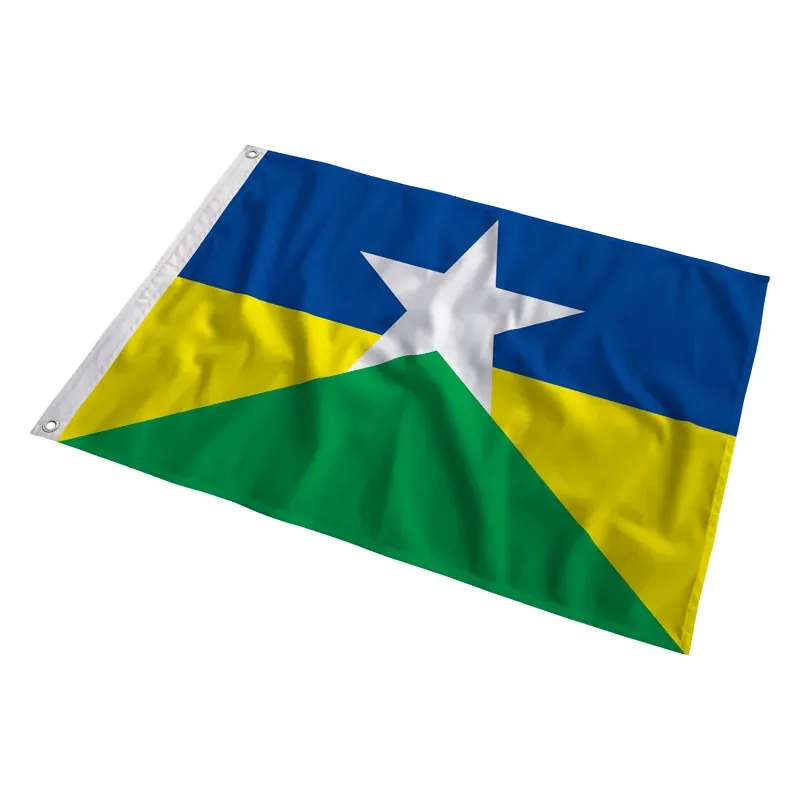Bandeira de Rondônia tremulando ao vento