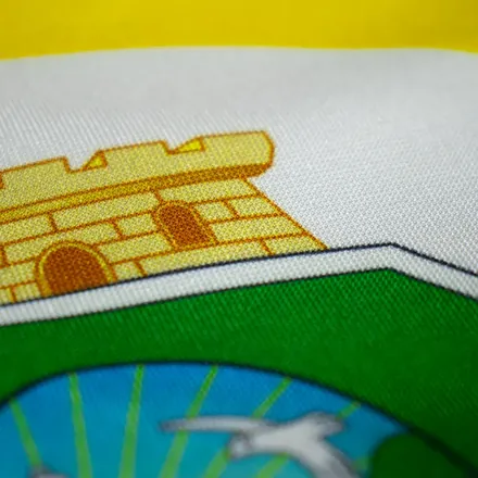 Detalhe do acabamento da bandeira do Ceará