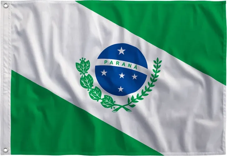 Bandeira do Paraná esticada, vista de frente