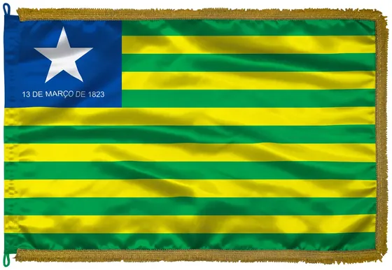 Bandeira do Piauí em cetim com franja dourada