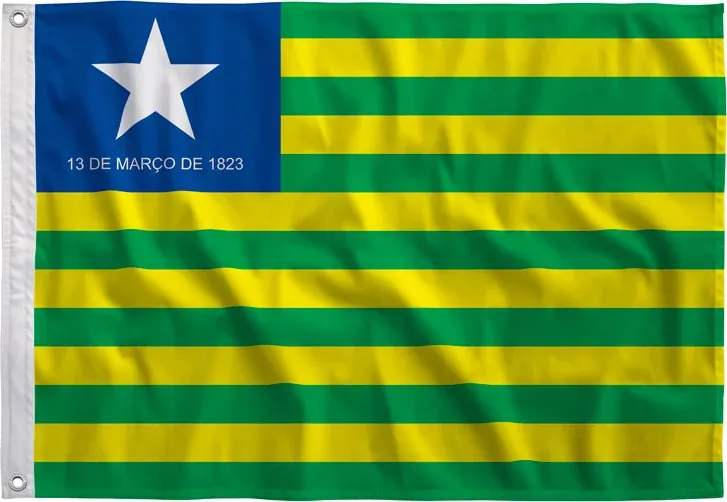 Bandeira do Piauí esticada, vista de frente
