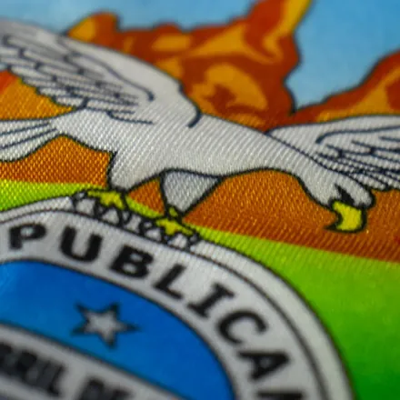 Detalhe do acabamento da bandeira do Rio de Janeiro