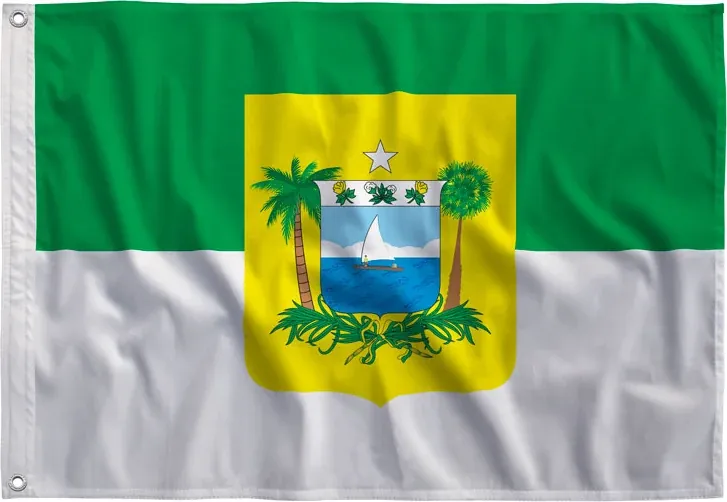 Bandeira do Rio Grande do Norte esticada, vista de frente